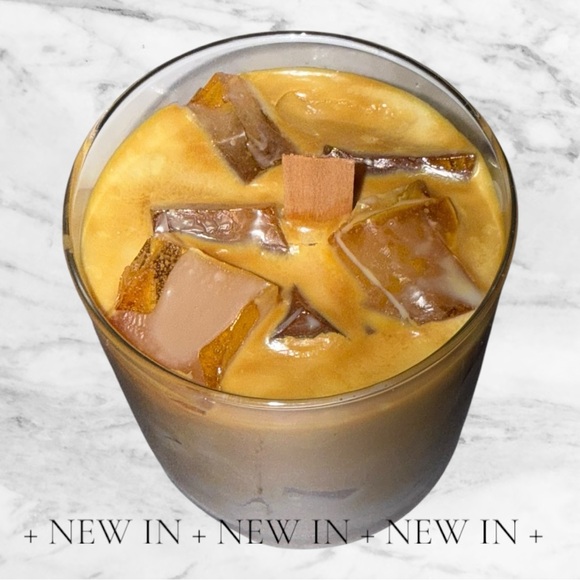** SOLD OUT ** Iced Coffee Latte Handmade Soy Candle With Crackle Wood Wick - Picture 2 of 4